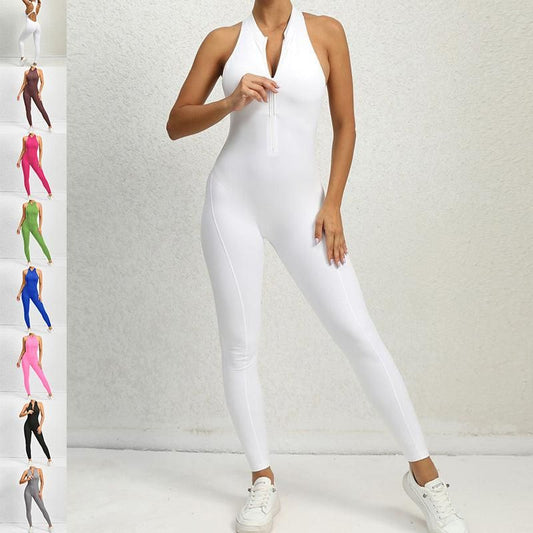 Zippered Yoga Fitness Jumpsuit Sleeveless Tummy Control Stretch Shapewear Butt Lifting Sportswear Women Fashopn Outfits Clothing - Yara fashion  4449538 Zippered Yoga Fitness Jumpsuit Sleeveless Tummy Control Stretch Shapewear Butt Lifting Sportswear Women Fashopn Outfits Clothing 