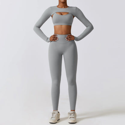 Autumn Winter Skinny Yoga Clothes Nude Feel Quick Drying Sports Suit Thin Fitness Clothes Three Piece Set - Yara fashion  26589445 Autumn Winter Skinny Yoga Clothes Nude Feel Quick Drying Sports Suit Thin Fitness Clothes Three Piece Set 