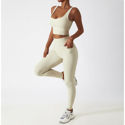 Breathable Cloud Feeling Quick Drying Skinny Yoga Clothes Pocket Running Sports Suit Oblique Shoulder Nude Feel Fitness Suit Suit - Yara fashion  37193661 Breathable Cloud Feeling Quick Drying Skinny Yoga Clothes Pocket Running Sports Suit Oblique Shoulder Nude Feel Fitness Suit Suit 