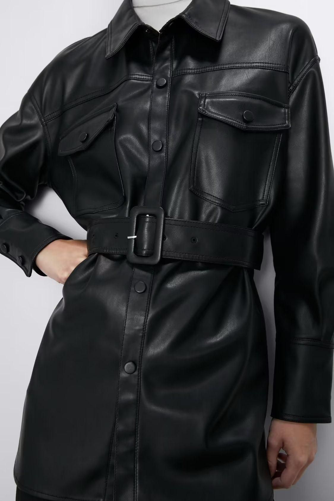 Fall Street Casual with Belt Faux Leather Jacket Coat - Yara fashion  27843242 Fall Street Casual with Belt Faux Leather Jacket Coat 