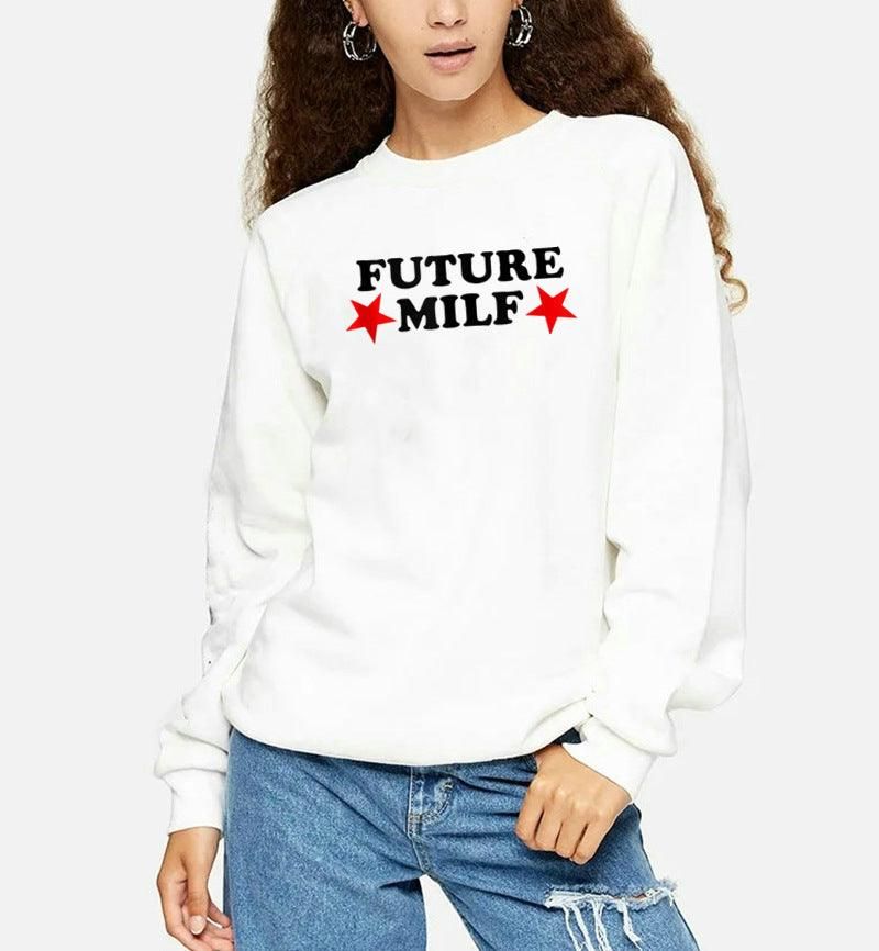 Future MILF Street Hipster Drop Shoulder Loose Long Sleeve Sweatershirt Autumn Winter Top - Yara fashion  76914594 Future MILF Street Hipster Drop Shoulder Loose Long Sleeve Sweatershirt Autumn Winter Top 