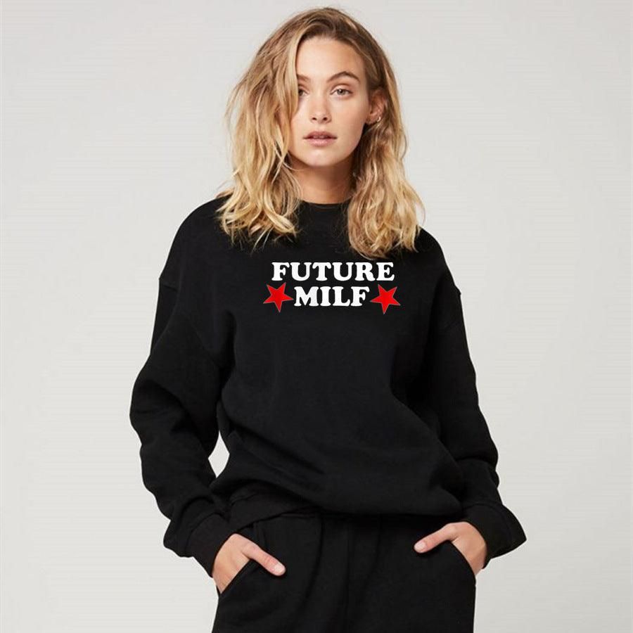 Future MILF Street Hipster Drop Shoulder Loose Long Sleeve Sweatershirt Autumn Winter Top - Yara fashion  32541863 Future MILF Street Hipster Drop Shoulder Loose Long Sleeve Sweatershirt Autumn Winter Top 