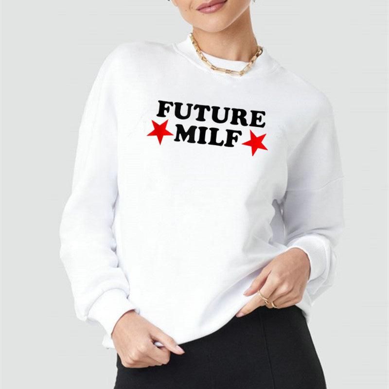 Future MILF Street Hipster Drop Shoulder Loose Long Sleeve Sweatershirt Autumn Winter Top - Yara fashion  90285211 Future MILF Street Hipster Drop Shoulder Loose Long Sleeve Sweatershirt Autumn Winter Top 