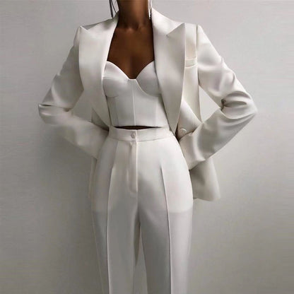 High Quality Casual Office Business Women plus Bra Pants Blazer Suit Set - Yara fashion  32168334 High Quality Casual Office Business Women plus Bra Pants Blazer Suit Set 