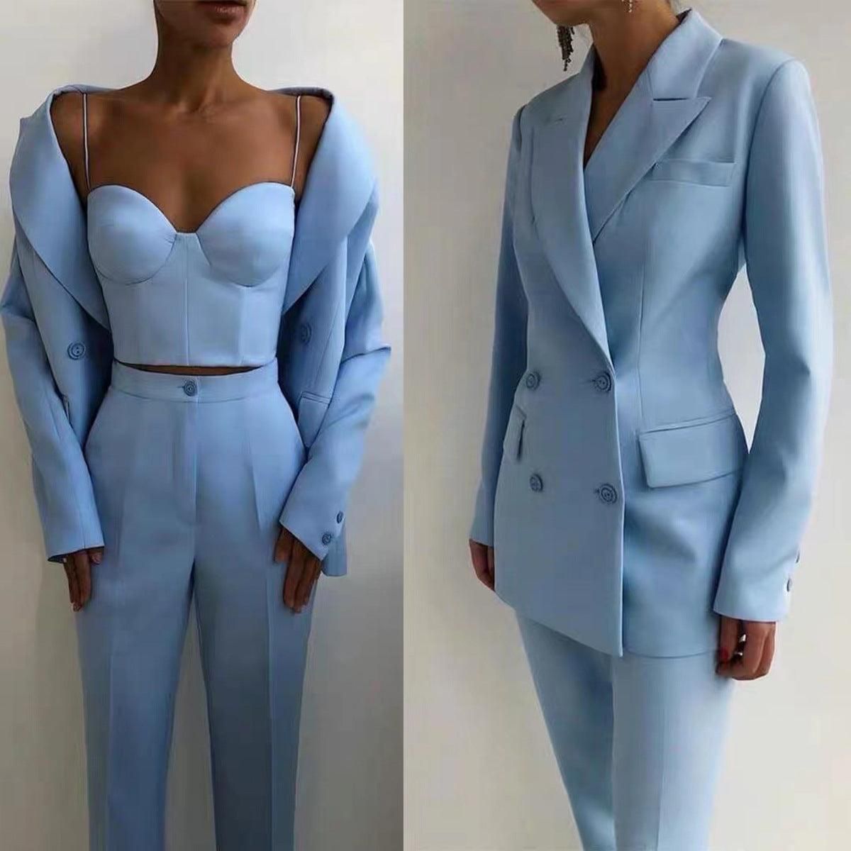 High Quality Casual Office Business Women plus Bra Pants Blazer Suit Set - Yara fashion  5440612 High Quality Casual Office Business Women plus Bra Pants Blazer Suit Set 