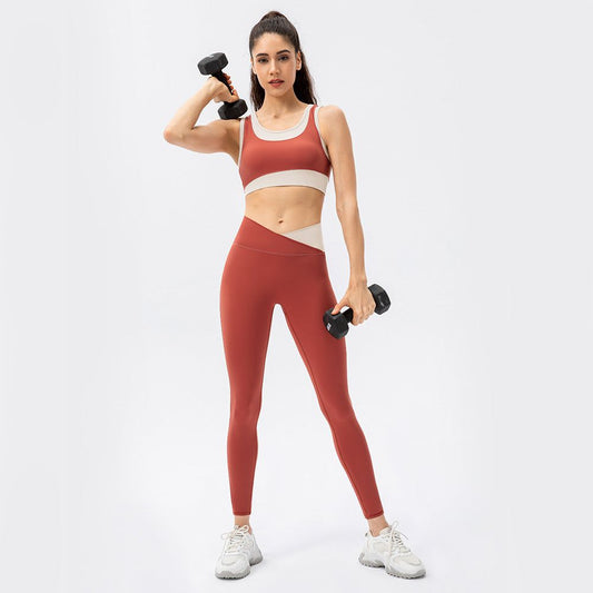 High Strength Sports Suit Women One Piece Workout Bra Non Embarrassing Line High Waist Trousers Nude Feel Yoga Two Piece Suit - Yara fashion  43261690 High Strength Sports Suit Women One Piece Workout Bra Non Embarrassing Line High Waist Trousers Nude Feel Yoga Two Piece Suit 