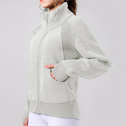 Jacket Yoga Clothes Long Sleeved Top Women Fleece Lined Warm Yoga Clothes Winter Set Zipper Sports Top - Yara fashion  81238495 Jacket Yoga Clothes Long Sleeved Top Women Fleece Lined Warm Yoga Clothes Winter Set Zipper Sports Top 