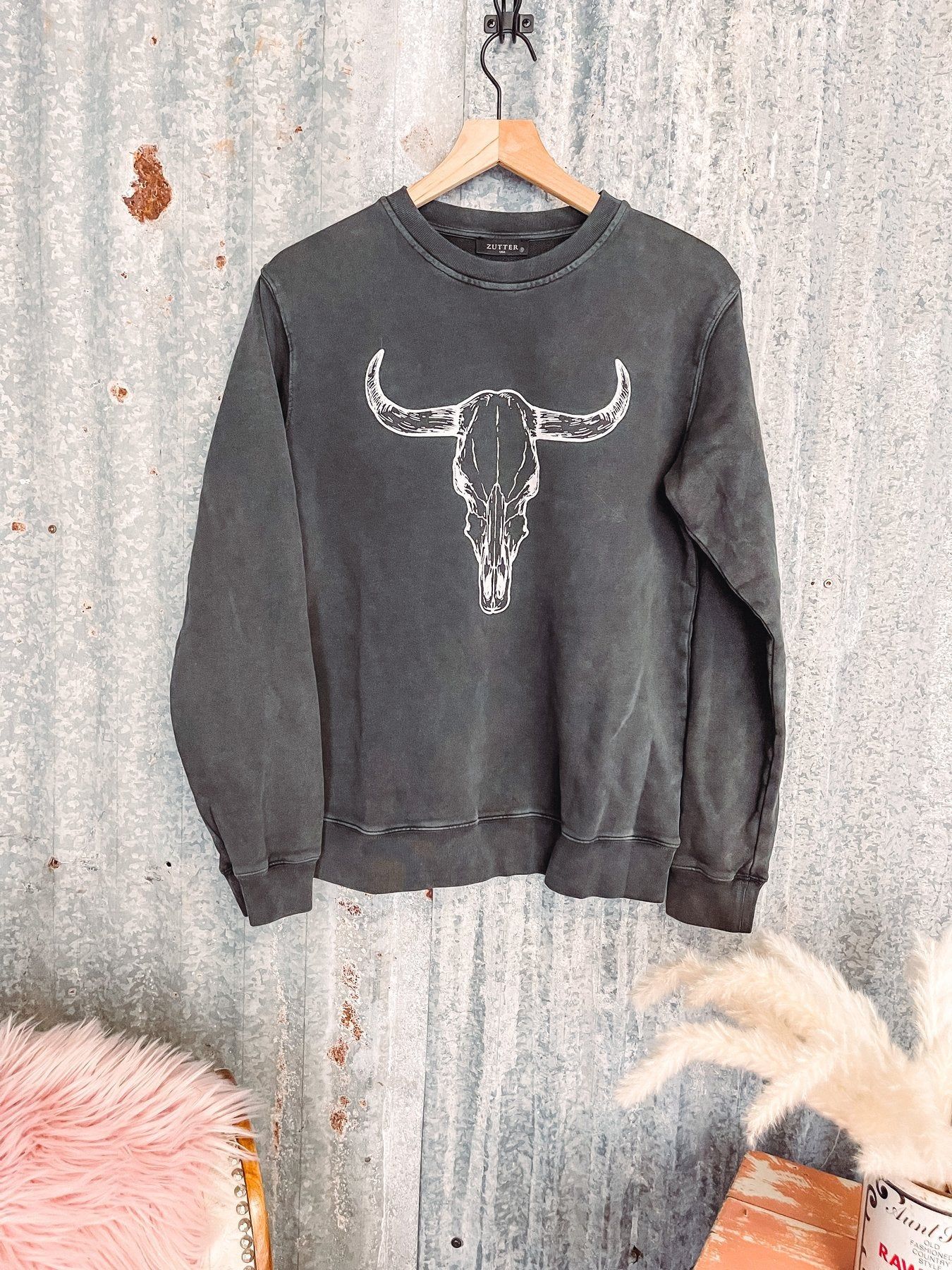 Ladies Cotton Cow Head Glue Printing Pullover Sweater - Yara fashion  5827166 Ladies Cotton Cow Head Glue Printing Pullover Sweater 