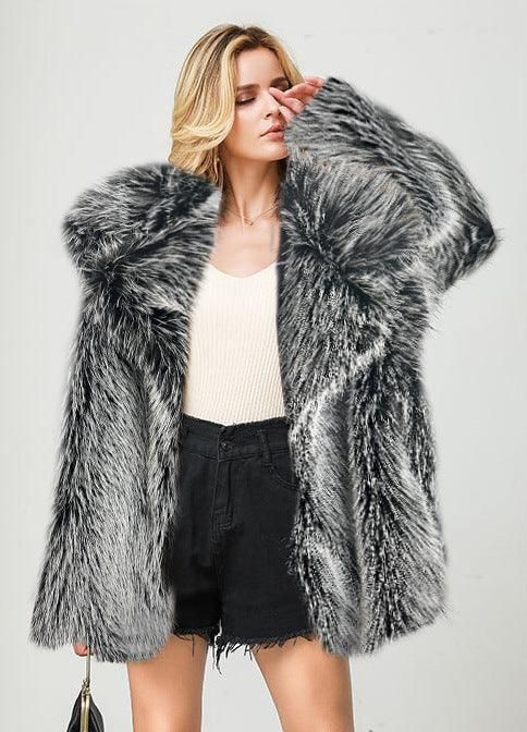 Popular Autumn Winter Faux Fur Mid Length Coat Warm Faux Fur Coat - Yara fashion  49481871 Popular Autumn Winter Faux Fur Mid Length Coat Warm Faux Fur Coat 