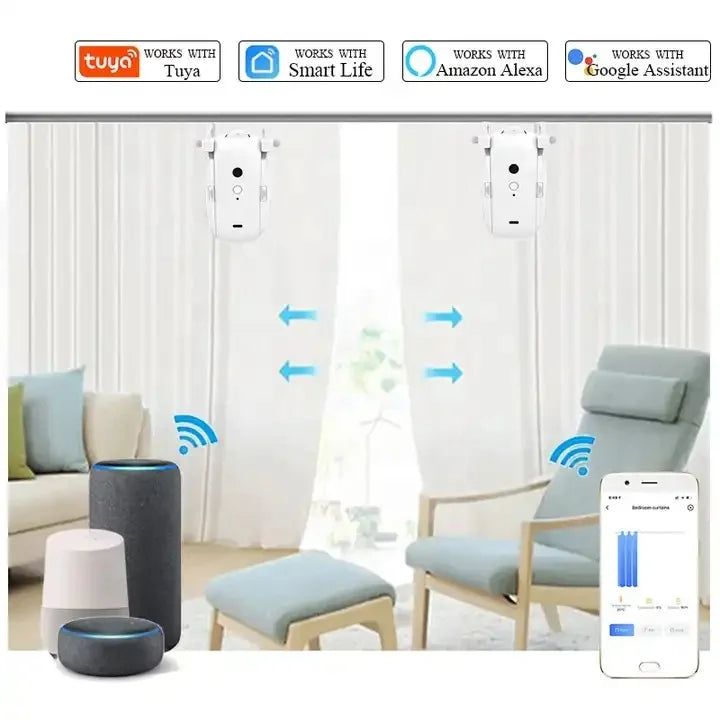 RSH 3 in 1 Smart Curtain Robot Automatic Curtains Driver with Alexa Google Home - Yara fashion  80171456 RSH 3 in 1 Smart Curtain Robot Automatic Curtains Driver with Alexa Google Home 