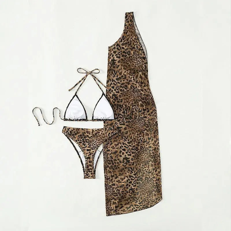 Sexy Leopard Print One Shoulder High Waist Three Piece Suit Mesh Maxi Dress Swimsuit Bikini - Yara fashion  48559127 Sexy Leopard Print One Shoulder High Waist Three Piece Suit Mesh Maxi Dress Swimsuit Bikini 