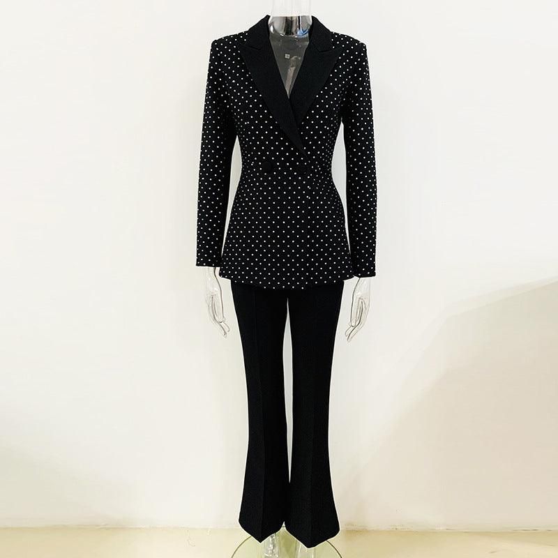 Star Rhinestone Blazer Bootcut Pants Suit Two Piece Set - Yara fashion  45119021 Star Rhinestone Blazer Bootcut Pants Suit Two Piece Set 