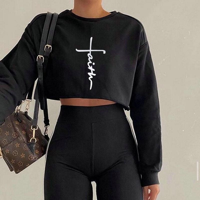 Street Autumn Winter Women Wear Sweater Letter Graphic Print Cropped Long Sleeves Round Neck Top Women - Yara fashion  12880918 Street Autumn Winter Women Wear Sweater Letter Graphic Print Cropped Long Sleeves Round Neck Top Women 