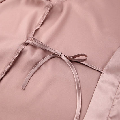 Summer Thin Solid Color Feather Pajamas Satin Ice Silk Simple Cheap Comfortable Women Nightgown - Yara fashion  50097300 Summer Thin Solid Color Feather Pajamas Satin Ice Silk Simple Cheap Comfortable Women Nightgown 