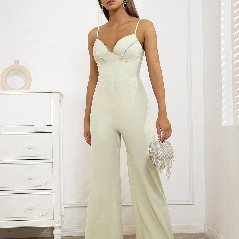 Summer Women Clothing Graceful Fashionable Jumpsuit Sling Slim Sleeveless Backless Jumpsuit - Yara fashion  83370883 Summer Women Clothing Graceful Fashionable Jumpsuit Sling Slim Sleeveless Backless Jumpsuit 