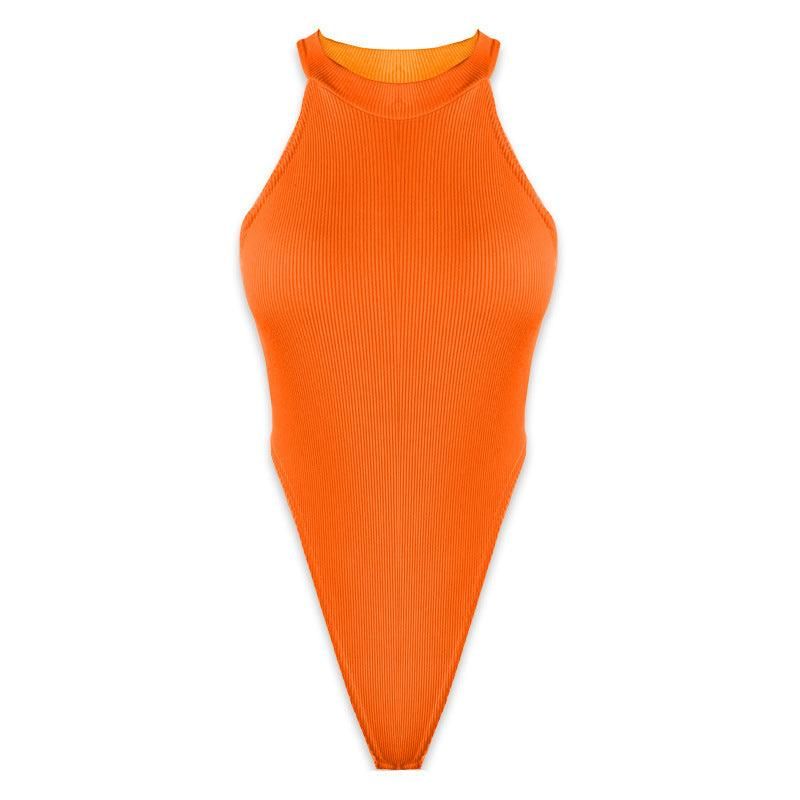 Summer Women Clothing Slim Vest Top Sexy Halter Sleeveless High Slit Bodysuit - Yara fashion  11286850 Summer Women Clothing Slim Vest Top Sexy Halter Sleeveless High Slit Bodysuit 