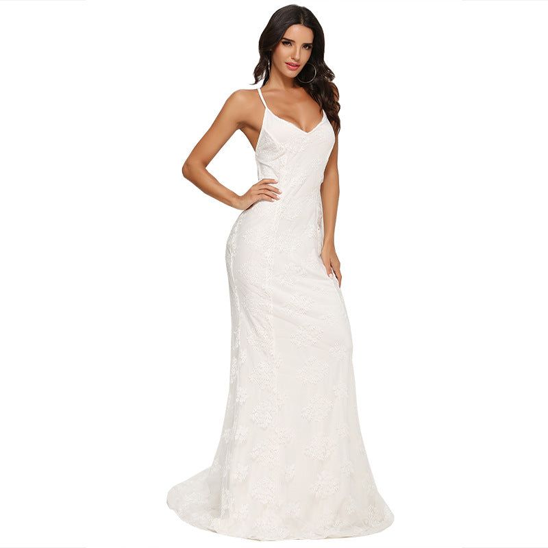 Wedding Women -selling Dress Sexy V-neck Brace Big Trailing Dress - Yara fashion  41203639 Wedding Women -selling Dress Sexy V-neck Brace Big Trailing Dress 