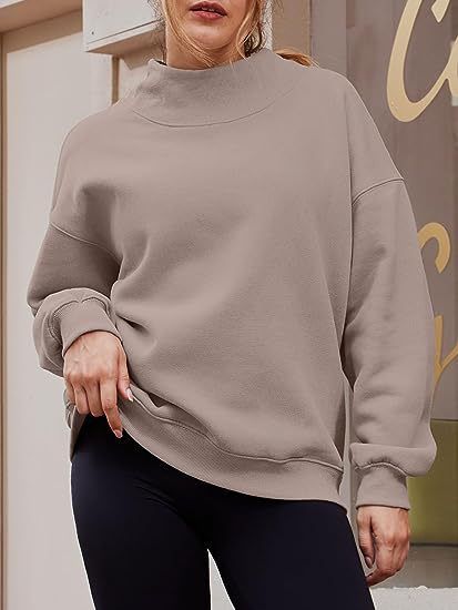 Women Clothing Neckline Slit Loose Casual Half Turtleneck Brushed Hoody - Yara fashion  31892616 Women Clothing Neckline Slit Loose Casual Half Turtleneck Brushed Hoody 