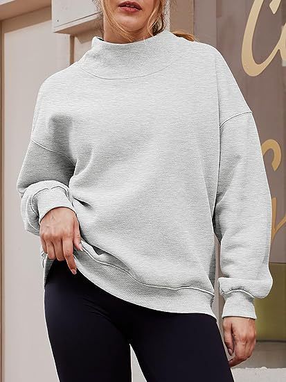 Women Clothing Neckline Slit Loose Casual Half Turtleneck Brushed Hoody - Yara fashion  77729196 Women Clothing Neckline Slit Loose Casual Half Turtleneck Brushed Hoody 