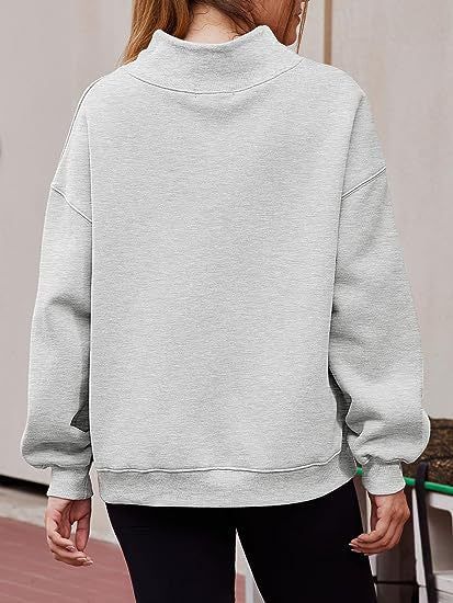 Women Clothing Neckline Slit Loose Casual Half Turtleneck Brushed Hoody - Yara fashion  30286490 Women Clothing Neckline Slit Loose Casual Half Turtleneck Brushed Hoody 