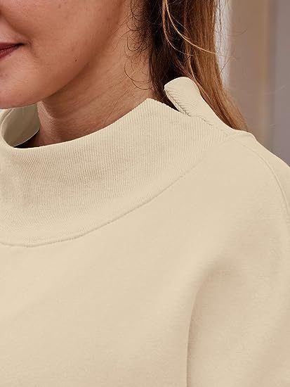 Women Clothing Neckline Slit Loose Casual Half Turtleneck Brushed Hoody - Yara fashion  73437051 Women Clothing Neckline Slit Loose Casual Half Turtleneck Brushed Hoody 