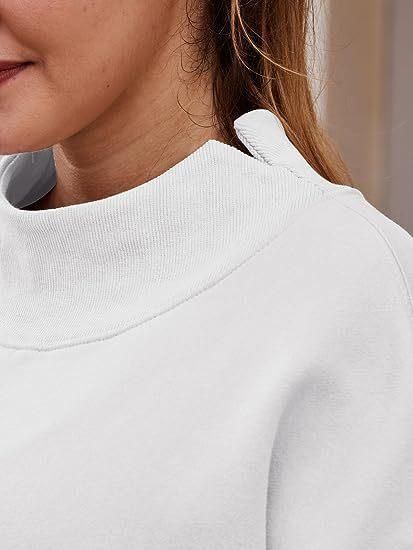 Women Clothing Neckline Slit Loose Casual Half Turtleneck Brushed Hoody - Yara fashion  17537222 Women Clothing Neckline Slit Loose Casual Half Turtleneck Brushed Hoody 