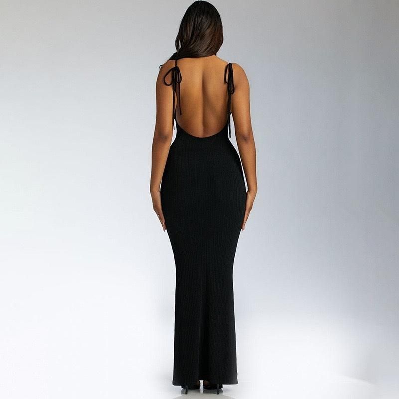 Women Clothing Sunken Stripe Slim Fit Suspender Dress Sexy Big Backless Tied Dress - Yara fashion  50836161 Women Clothing Sunken Stripe Slim Fit Suspender Dress Sexy Big Backless Tied Dress 