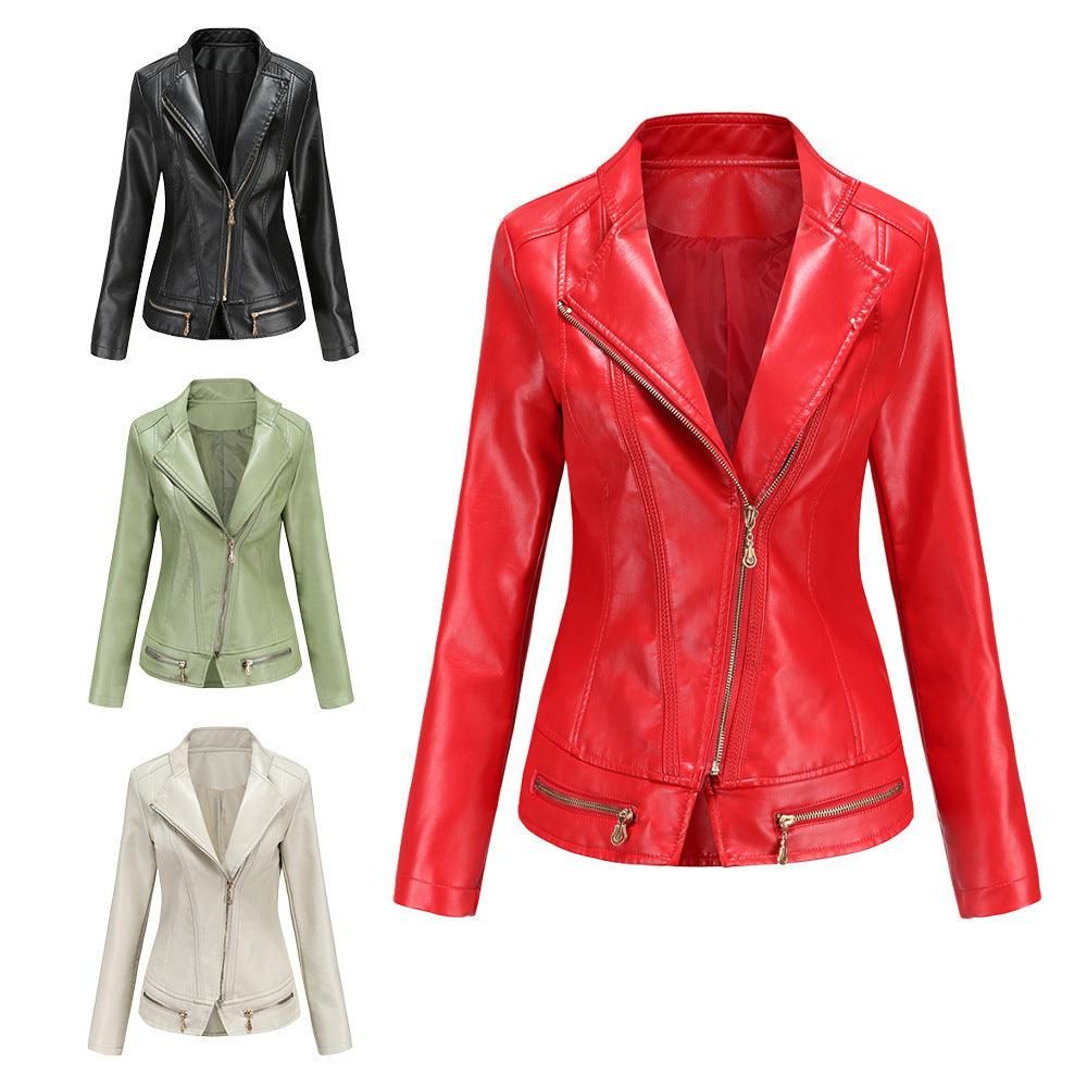 Women Faux Leather Thin Spring Autumn Coat Women Jacket Casual Clothing - Yara fashion  47071770 Women Faux Leather Thin Spring Autumn Coat Women Jacket Casual Clothing 