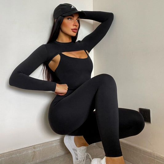 Yoga Women Workout Clothes Sling Beautiful Back Sports Underwear Long Sleeve T Shirt Trousers Workout Clothes Suit - Yara fashion  56271494 Yoga Women Workout Clothes Sling Beautiful Back Sports Underwear Long Sleeve T Shirt Trousers Workout Clothes Suit 